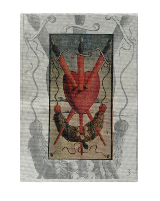 Tarocco cuore sacro con tre spade Vintage su Tela