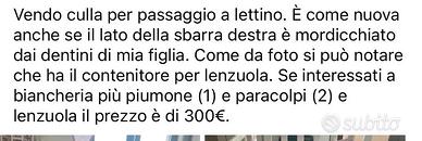 Culla con sbarre e contrnitore
