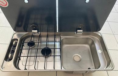 cucina a gas per CAMPER con due fuochi e lavello