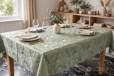Tovaglia vintage rettangolare effetto seta verde