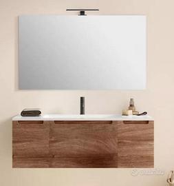 Mobile Bagno con Lavabo, Specchio e Mobile Sospeso
