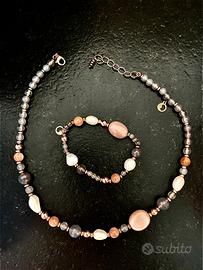 Parure collana+bracciale con pietre dure naturali