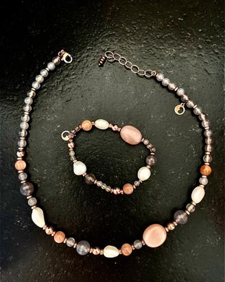 Parure collana+bracciale con pietre dure naturali