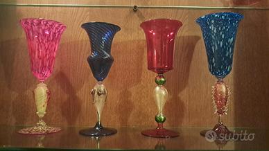 Collezione calici in vetro soffiato di Murano