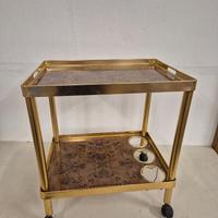 CARRELLO DI SERVIZIO PORTAVIVANDE OTTONE VINTAGE