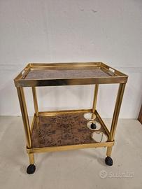CARRELLO DI SERVIZIO PORTAVIVANDE OTTONE VINTAGE