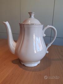 caffettiera Ginori antico doccia bianco bordo oro