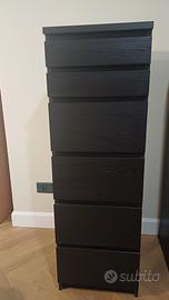 Cassettiera Malm nero-marrone