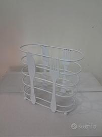 Portaposate Tavolo Metallo Bianco Moderno