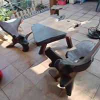 tavolino e sedie e  ripiano legno tec