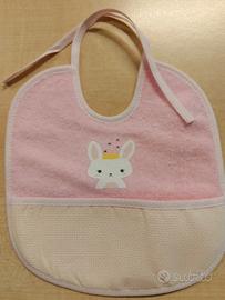 Bavaglino Spugna Rosa Legare Tasca Cotone Coniglia