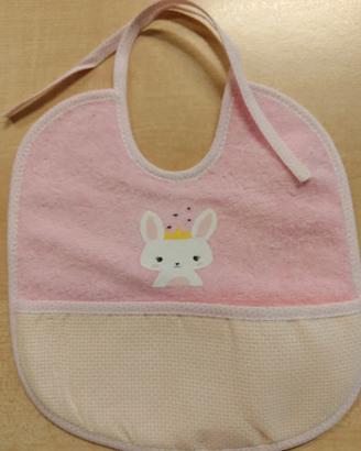Bavaglino Spugna Rosa Legare Tasca Cotone Coniglia