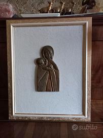 SCULTURA MADONNA DORATA IN BRONZO GATTI MARIO