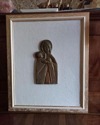 SCULTURA MADONNA DORATA IN BRONZO GATTI MARIO