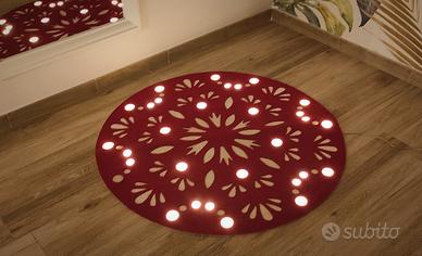 TAPPETO LED ROTONDO IN FELTRO ROSSO  ideale Natale