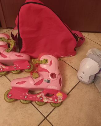 kit roller Oxelo 34 - 35 - 36 + protezioni e borsa