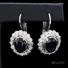 ORECCHINI VINTAGE ORO 18KT ZAFFIRI 5.34CT DIAMANTI