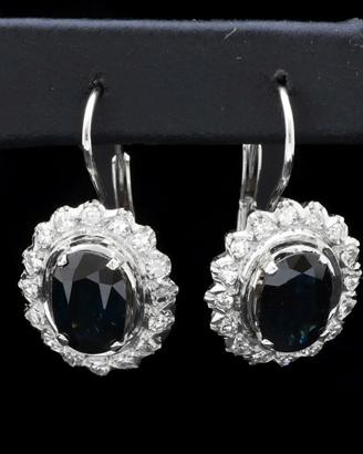 ORECCHINI VINTAGE ORO 18KT ZAFFIRI 5.34CT DIAMANTI