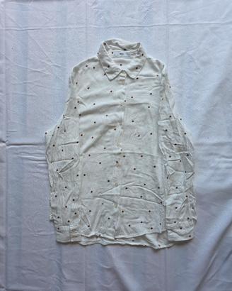 Elegante camicia bianca a pois MNG
