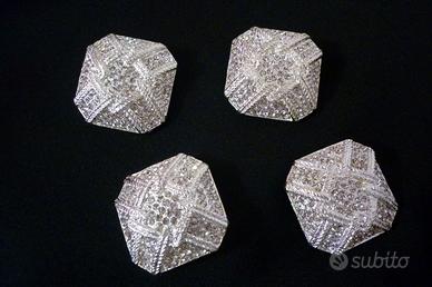 Set 4 bottoni di lusso, strass effetto diamante