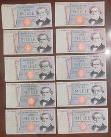 10 Pezzi 1000 Lire Verdi 2° tipo