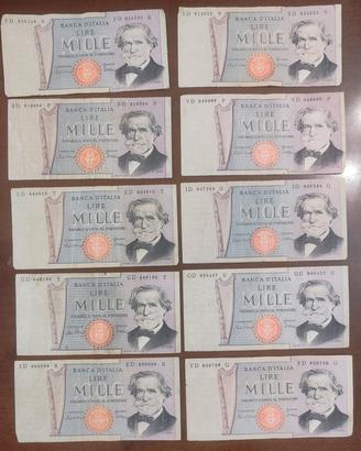 10 Pezzi 1000 Lire Verdi 2° tipo