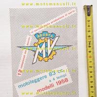 MV AGUSTA motoleggera 83 1958 depliant originale