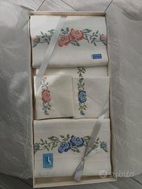 Completo Puro Lino Asciugamani+ ospite, 3 coppie