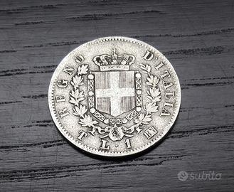 ARGENTO _ 1 lira 1863T stemma ITALIA REGNO