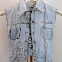 gilet denim donna con strappi 