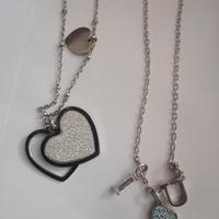 2 collane con pendenti Cuore e ILOVEYOU