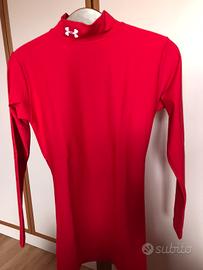 Maglia termica sci ragazzo Under Armour rossa s/m