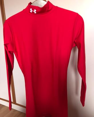 Maglia termica sci ragazzo Under Armour rossa s/m