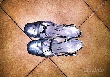 SCARPE ARGENTO CON CHARM STRASS  *VINTAGE*