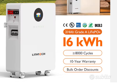 Batteria LiFePo4 UE da 8000 Cicli EMS 16kw accumul