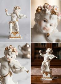 Statuina Putto Porcellana Oro zecchino angelo
