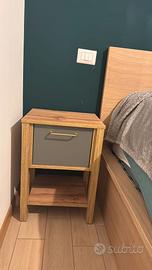 2 Comodini 42x59h cm con cassetto rovere/verde.