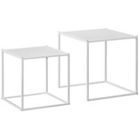 Set 2 Tavolini da Caffè Impilabili Quadrati in Acc