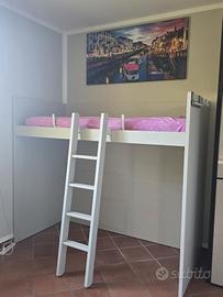 Letto a soppalco in legno massello 80x190
