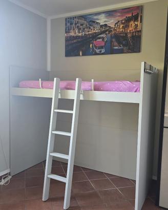 Letto a soppalco in legno massello 80x190