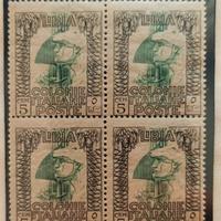 francobolli quartina Libia colonie italiane 5 cent