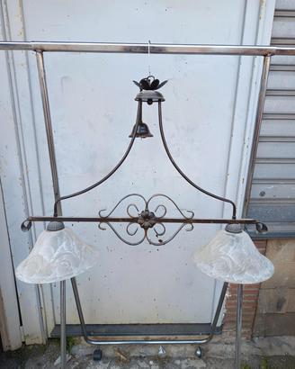 Lampadario bilancino ferro battuto 