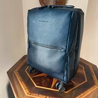 Trolley Piquadro in pelle blu mod. Business
