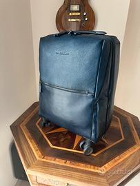 Trolley Piquadro in pelle blu mod. Business