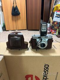 Fotocamera vintage bencini + flash + custodia orig