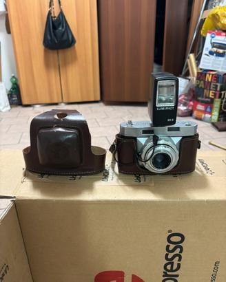 Fotocamera vintage bencini + flash + custodia orig