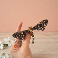 Spilla grande libellula vintage gioiello