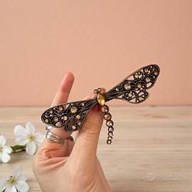 Spilla grande libellula vintage gioiello