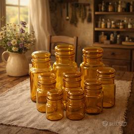 Barattoli vintage in vetro ambra