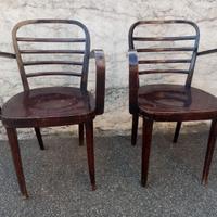 Coppia vecchie sedie ufficio in legno e braccioli